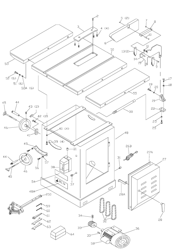 Delta 36-730 Diagram and Parts List for 36-730  Delta Saw