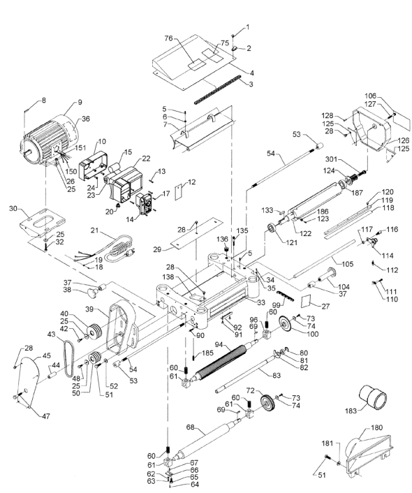 Delta 22-790x Type-1 Diagram and Parts List for 22-790X Type-1 Delta Planer Jointer