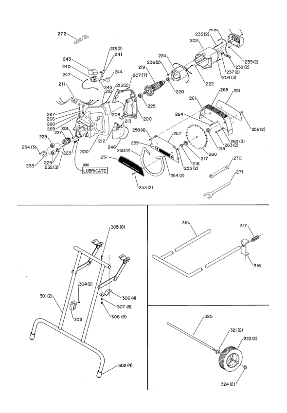 Delta 33-150-(Lower) Type-1 Diagram and Parts List for 33-150 (Type-1)(Lower) Delta Saw