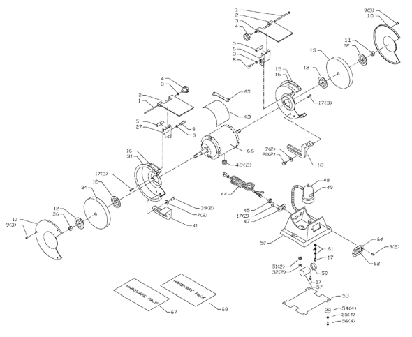 Delta Gr100-Bdk Type-1 Diagram and Parts List for GR100-BDK Type-1 Delta Bench Grinder