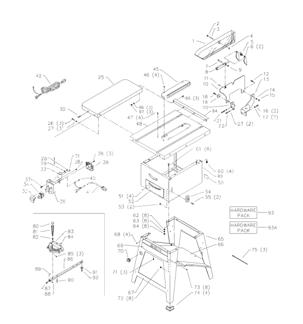 Delta 36-462 Diagram and Parts List for 36-462  Delta Saw