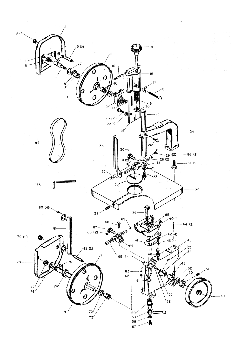 Diagram Diagram and Parts List for J-28-110 Type 1 Delta Saw