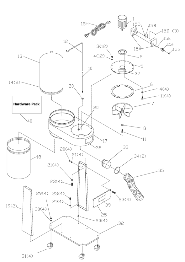 Delta Ap400 Diagram and Parts List for AP400  Delta Dust Collector