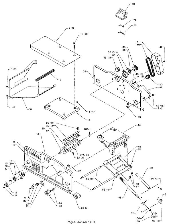 Page A Diagram and Parts List for JT160  Delta Planer Jointer