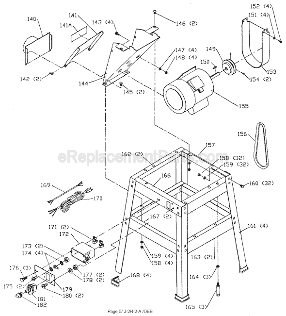 Page C Diagram and Parts List for JT360  Delta Planer Jointer