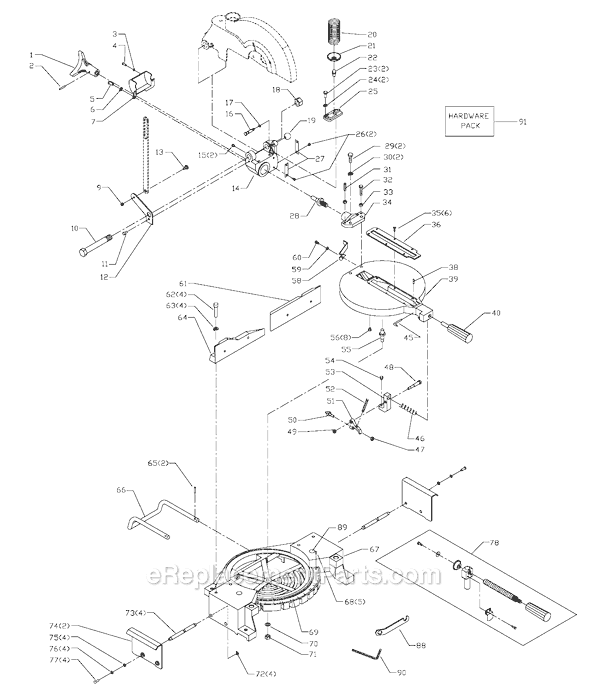 Page A Diagram and Parts List for MS275 Type 1 Delta Miter Saw