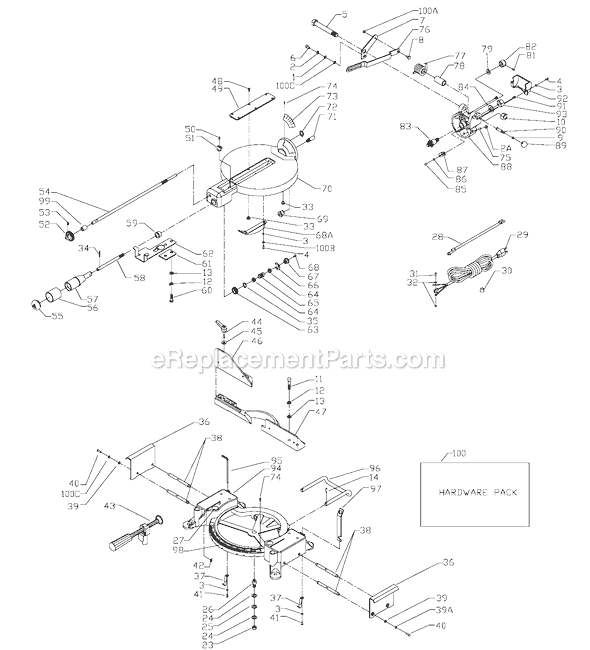 Page A Diagram and Parts List for MS350 Type 1 Delta Miter Saw