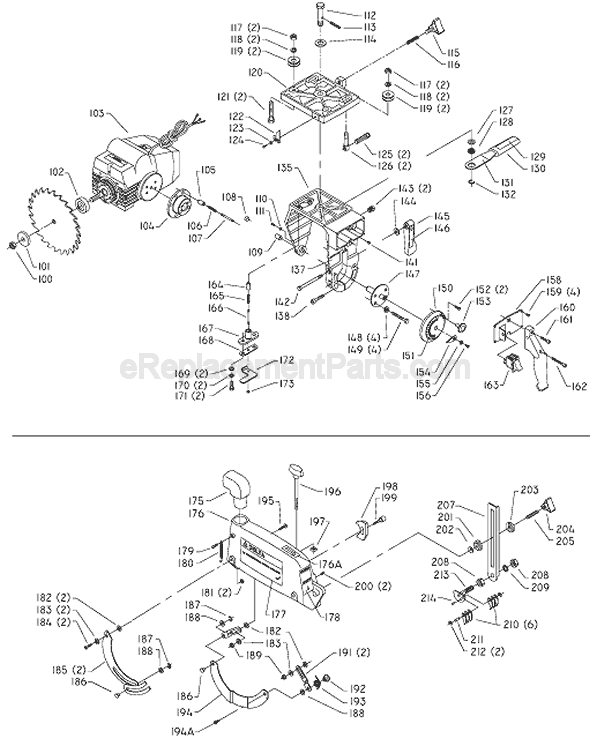 Page B Diagram and Parts List for RS830 Type 1 Delta Chop Saw