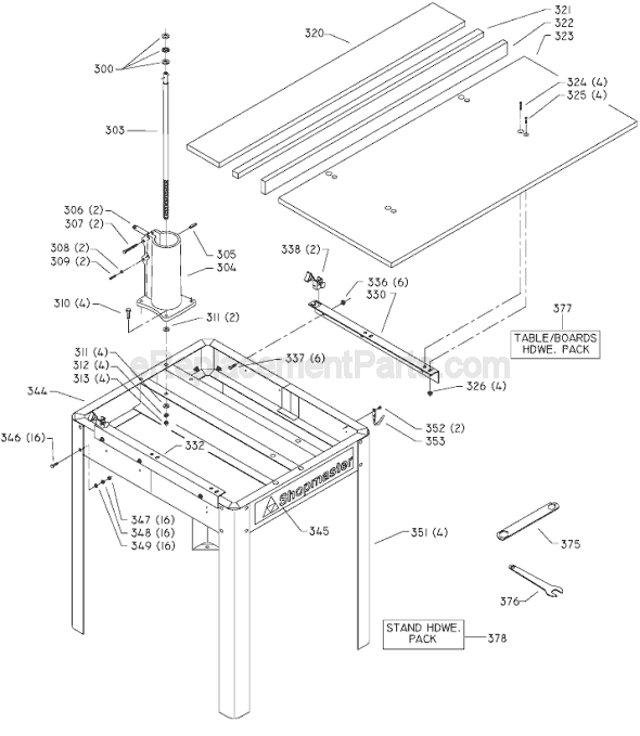 Page C Diagram and Parts List for RS830 Type 1 Delta Chop Saw