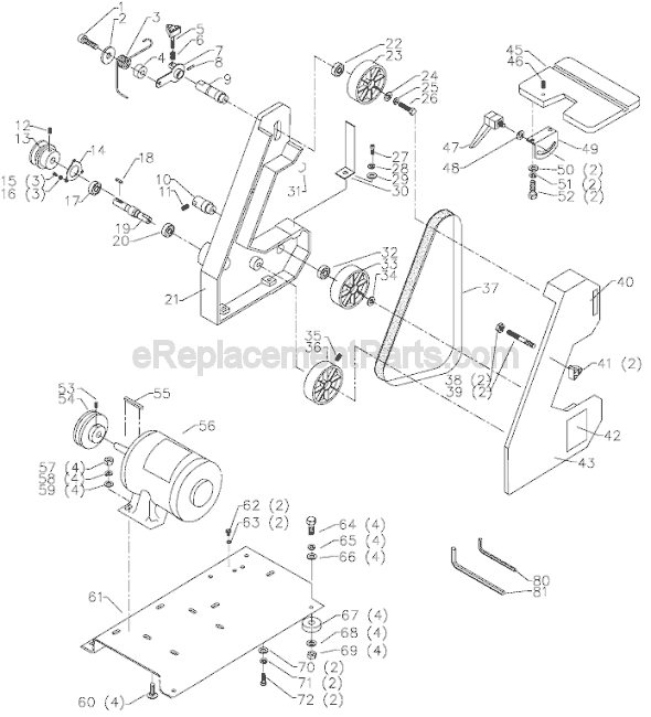 Page A Diagram and Parts List for SA180 Type 1 Delta Belt or Drum Sander