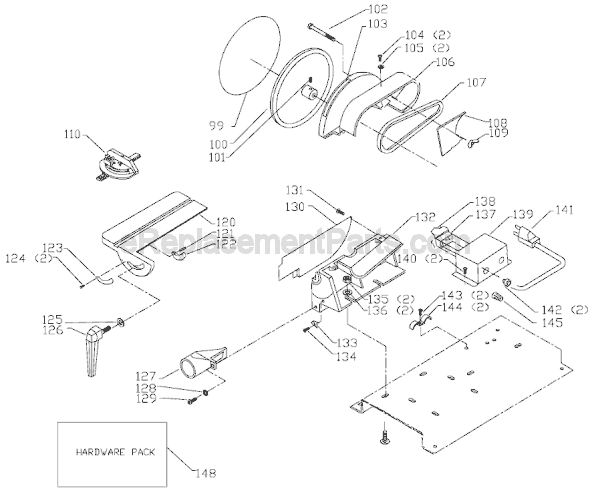 Page B Diagram and Parts List for SA180 Type 1 Delta Belt or Drum Sander
