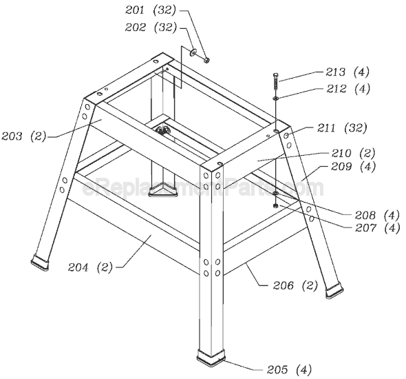 Page B Diagram and Parts List for SA350K Type 1 Delta Sanding Table