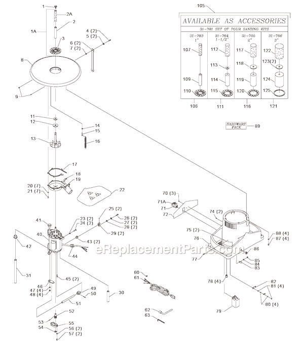 Page A Diagram and Parts List for SA350 Type 1 Delta Sander Polisher
