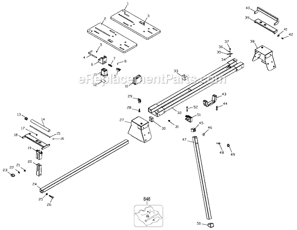 Page A Diagram and Parts List for SM105WS Type 1 Delta Miter Saw