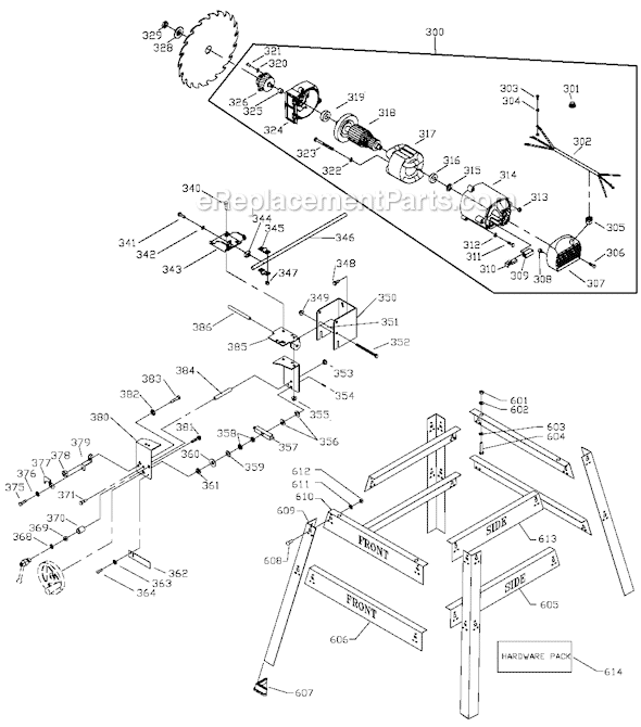 Page B Diagram and Parts List for SM200L Type 1 Delta Table Saw