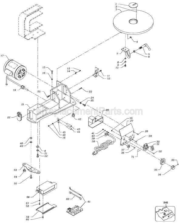 Page A Diagram and Parts List for SM600 Type 1 Delta Scroll Saw