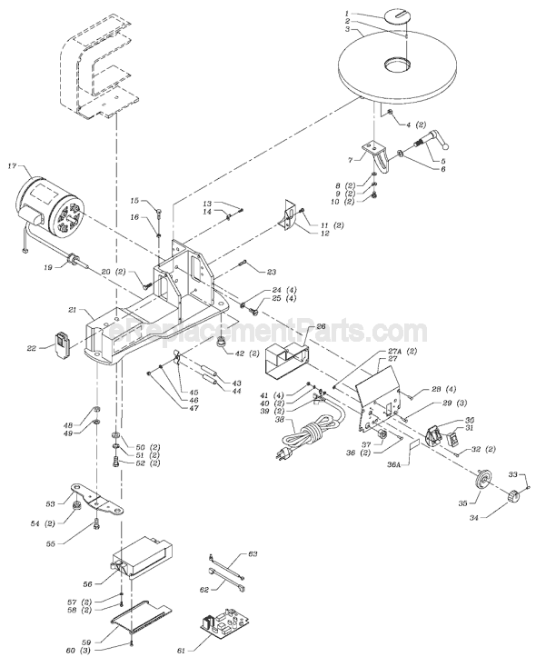 Page A Diagram and Parts List for SS250 Type 1 Delta Scroll Saw
