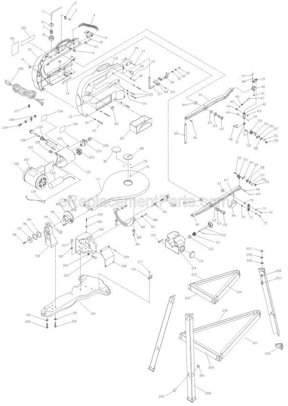 Page A Diagram and Parts List for SS350LS Type 1 Delta Scroll Saw