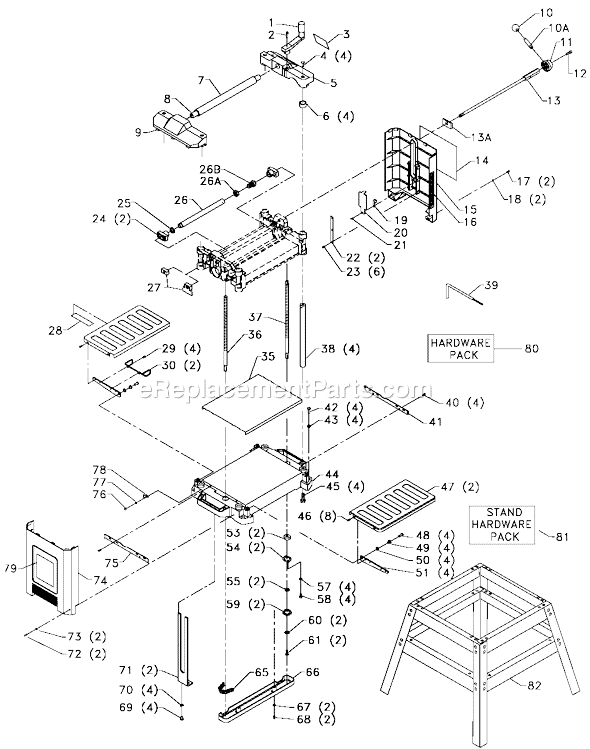 Page A Diagram and Parts List for TP400LS Type 1 Delta Planer Jointer