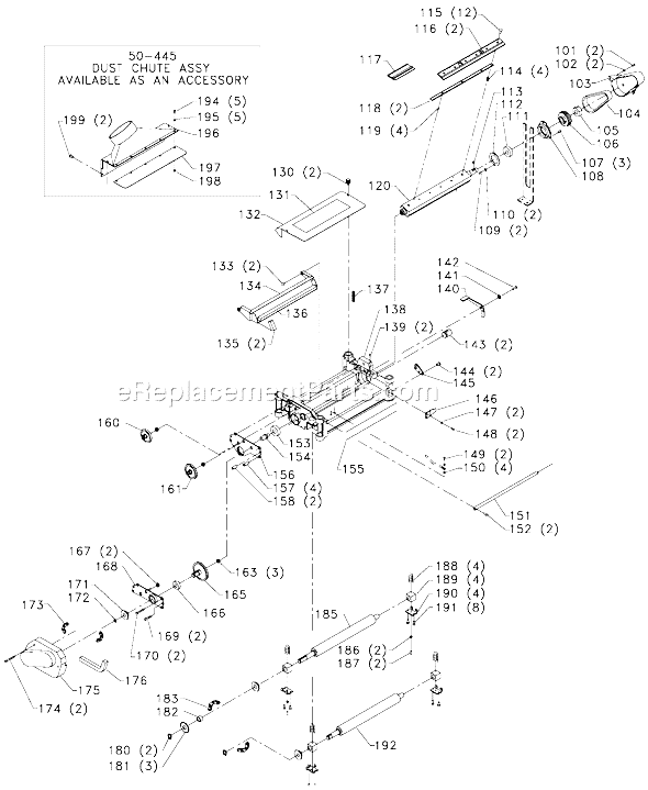 Page B Diagram and Parts List for TP400LS Type 1 Delta Planer Jointer
