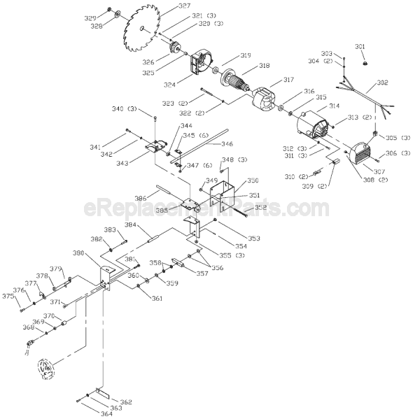 Motor Assembly Diagram and Parts List for TS200LS Type 1 Delta Table Saw