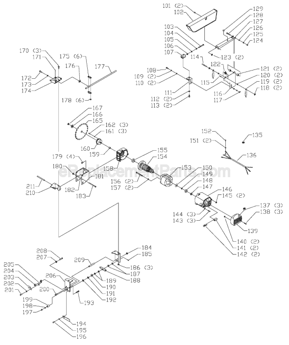 Page B Diagram and Parts List for TS220LS Type 1 Delta Table Saw