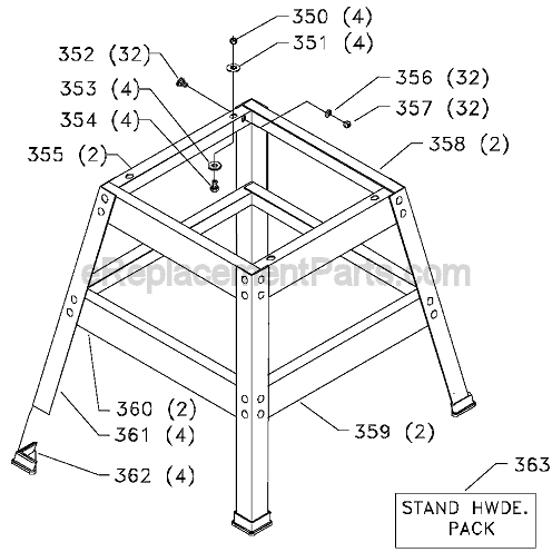 Page C Diagram and Parts List for TS300 Type 1 Delta Table Saw