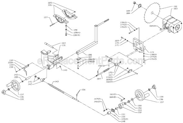 Page B Diagram and Parts List for TS350 Type 1 Delta Table Saw