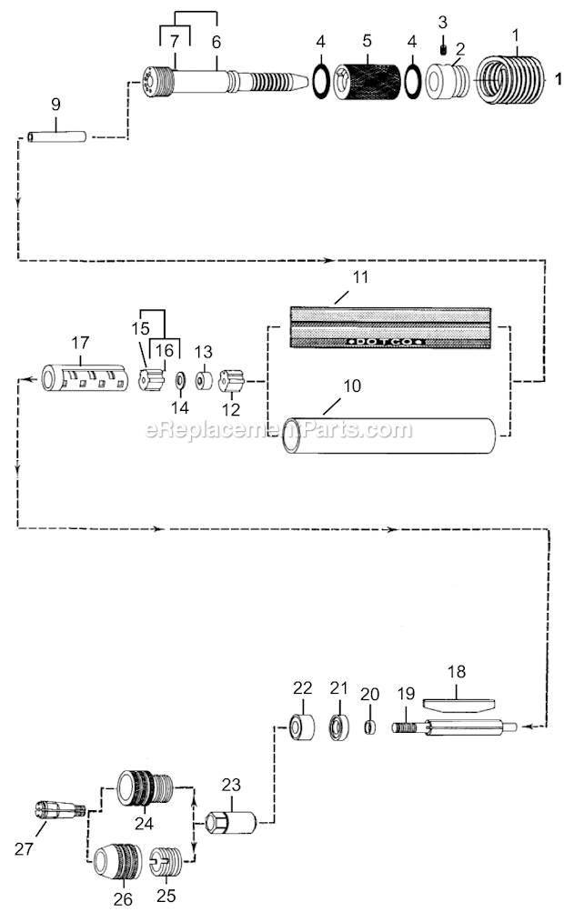 Page A Diagram and Parts List for 10R0400-18  Dotco Angle Grinder
