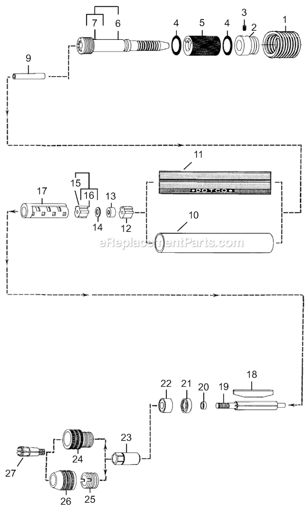 Page A Diagram and Parts List for 10R0401-18  Dotco Angle Grinder
