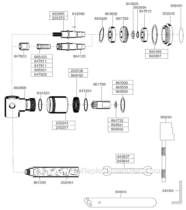 Page A Diagram and Parts List for 116GLF-115A-D3T4  Dotco Angle Grinder