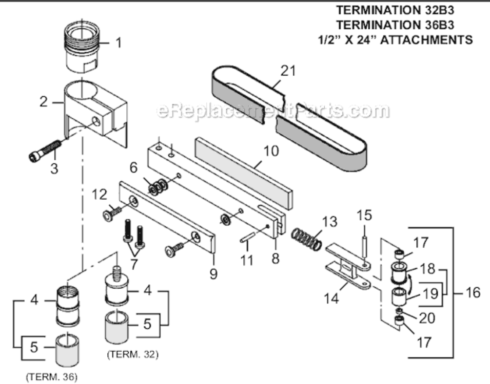 Terminations 32B3 And 36B26 Diagram and Parts List for 12-13  Dotco Router