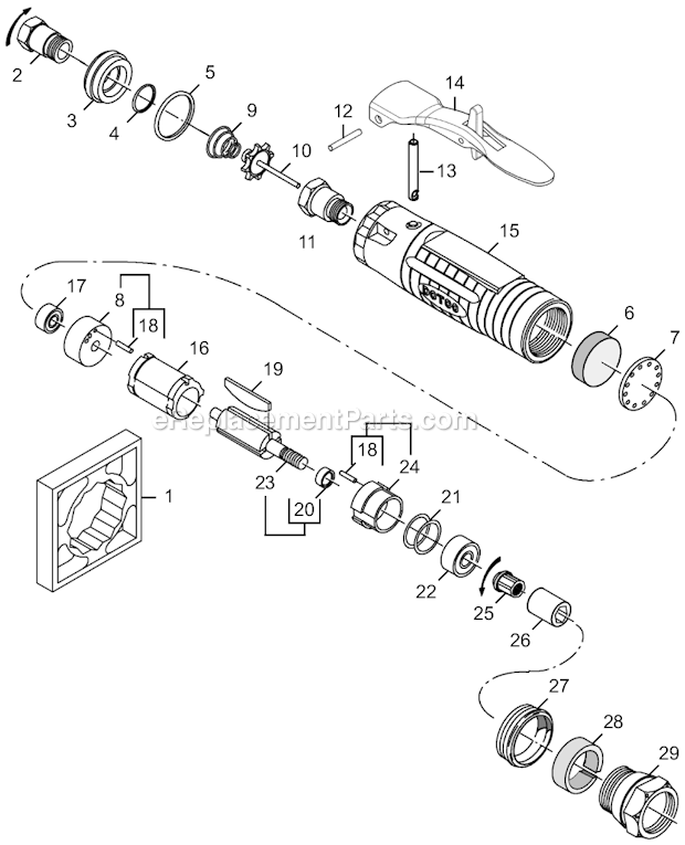 Page A Diagram and Parts List for 12L1101-36  Dotco Angle Grinder