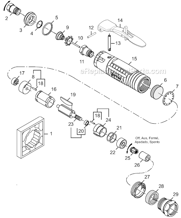 Page A Diagram and Parts List for 12L1181-36  Dotco Angle Grinder