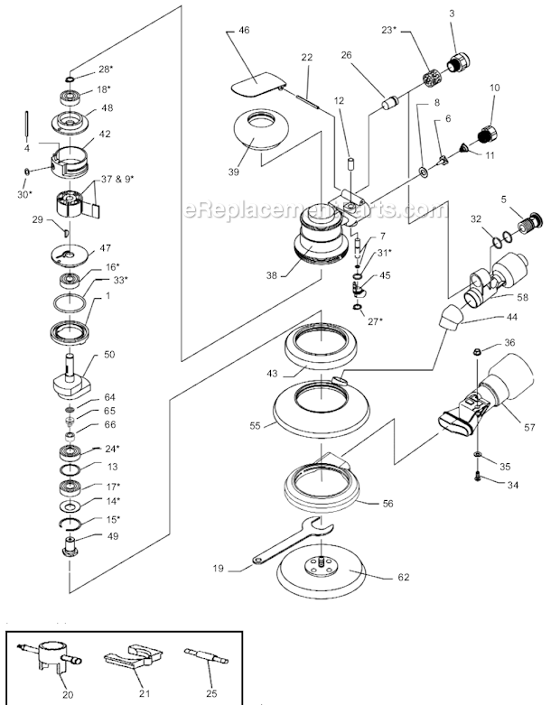 Page A Diagram and Parts List for 12L1820-16 Type 3 Dotco Orbital or Palm Sander