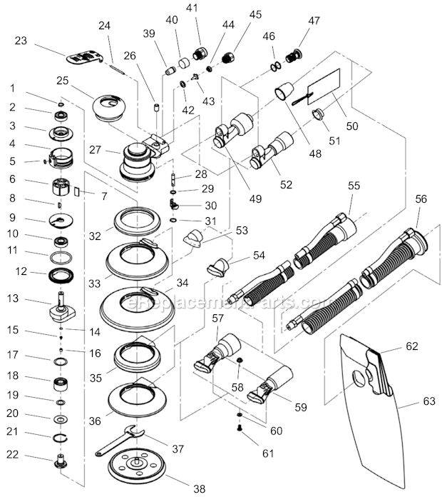 Page A Diagram and Parts List for 12L1823-06  Dotco Orbital or Palm Sander