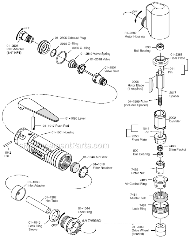Page A Diagram and Parts List for 12L2384-01  Dotco Sander Polisher
