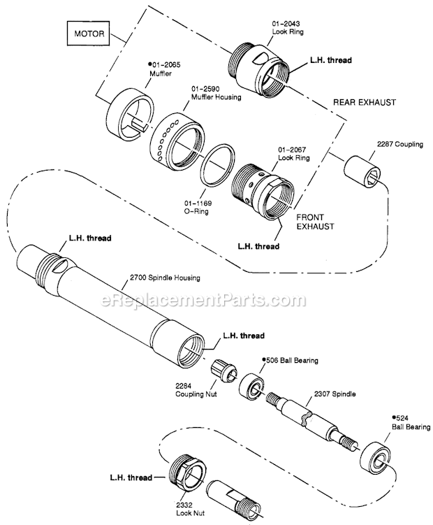 Page B Diagram and Parts List for 12L2600-01  Dotco Angle Grinder