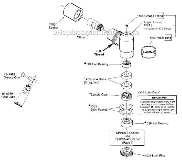 Page B Diagram and Parts List for 12L2718-28  Dotco Angle Grinder