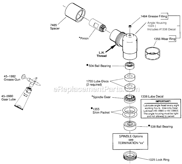 Page B Diagram and Parts List for 12L2718-36  Dotco Angle Grinder