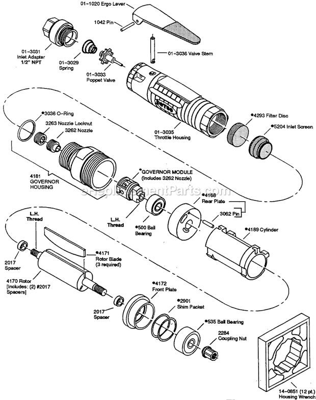 Page A Diagram and Parts List for 12L4203-80  Dotco Sander Polisher