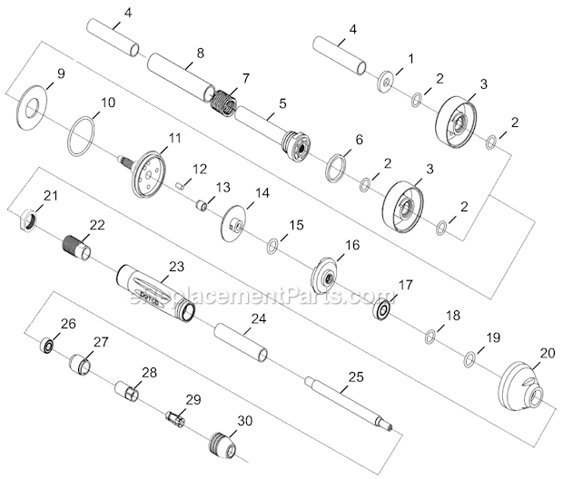 Page A Diagram and Parts List for 12R9180-43  Dotco Angle Grinder