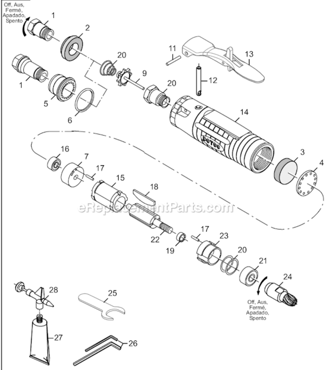 Page B Diagram and Parts List for 12S1273-03  Dotco Saw