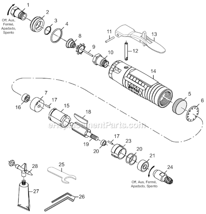 Page A Diagram and Parts List for 12S1282-02  Dotco Saw