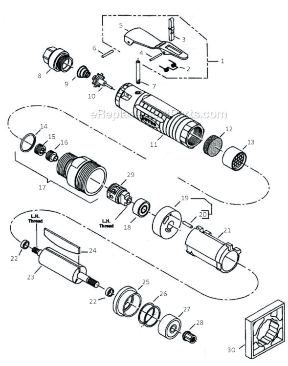 Throttle Housing, Governor And Motor Components Diagram and Parts List for 12S4216-01  Dotco Saw