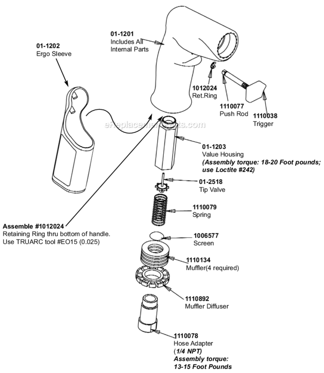 Page A Diagram and Parts List for 14CFS90-38  Dotco Drill