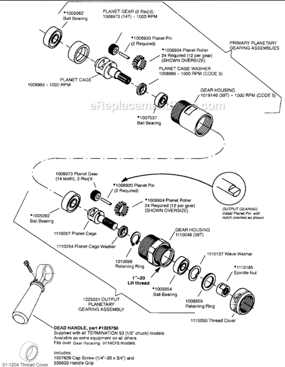 Page C Diagram and Parts List for 14CFS95-38  Dotco Drill