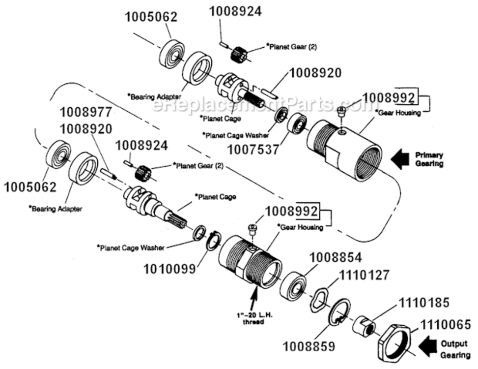Page B Diagram and Parts List for 15LF285-52  Dotco Drill