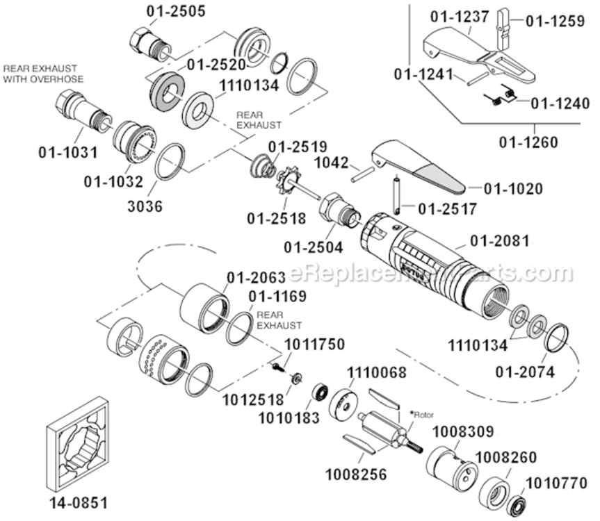 Page A Diagram and Parts List for 15LS282-62  Dotco Drill
