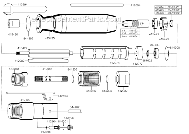 Page A Diagram and Parts List for 220GL-600-C2  Dotco Angle Grinder